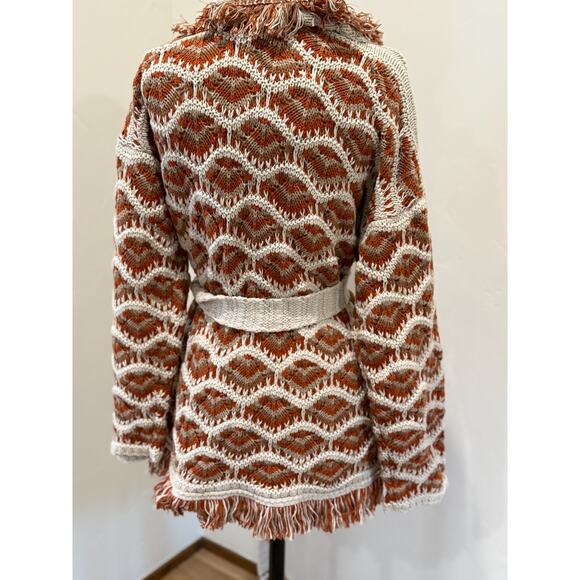 NWT Alanui Hawa Mahal Women's S Patterned intarsia cardigan cream Italy Sweater - Picture 5 of 10